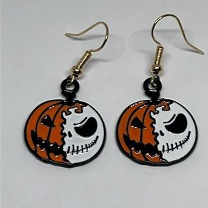 Earrings Pumpkin Skull Goth Gothic‎ Halloween